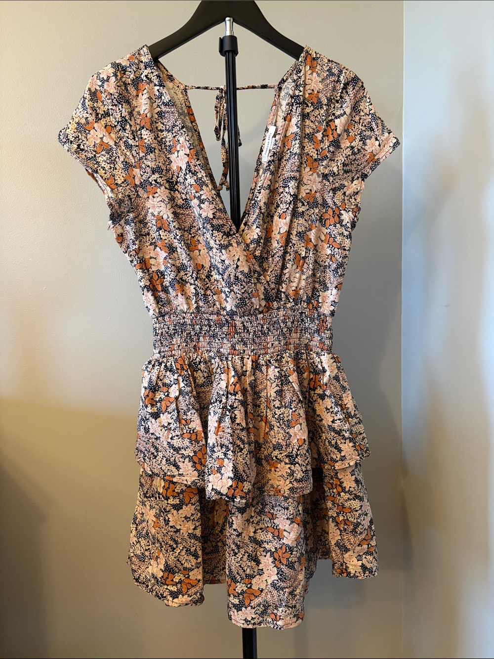American Eagle Floral Mini Dress, Smocked Waist, Size XS